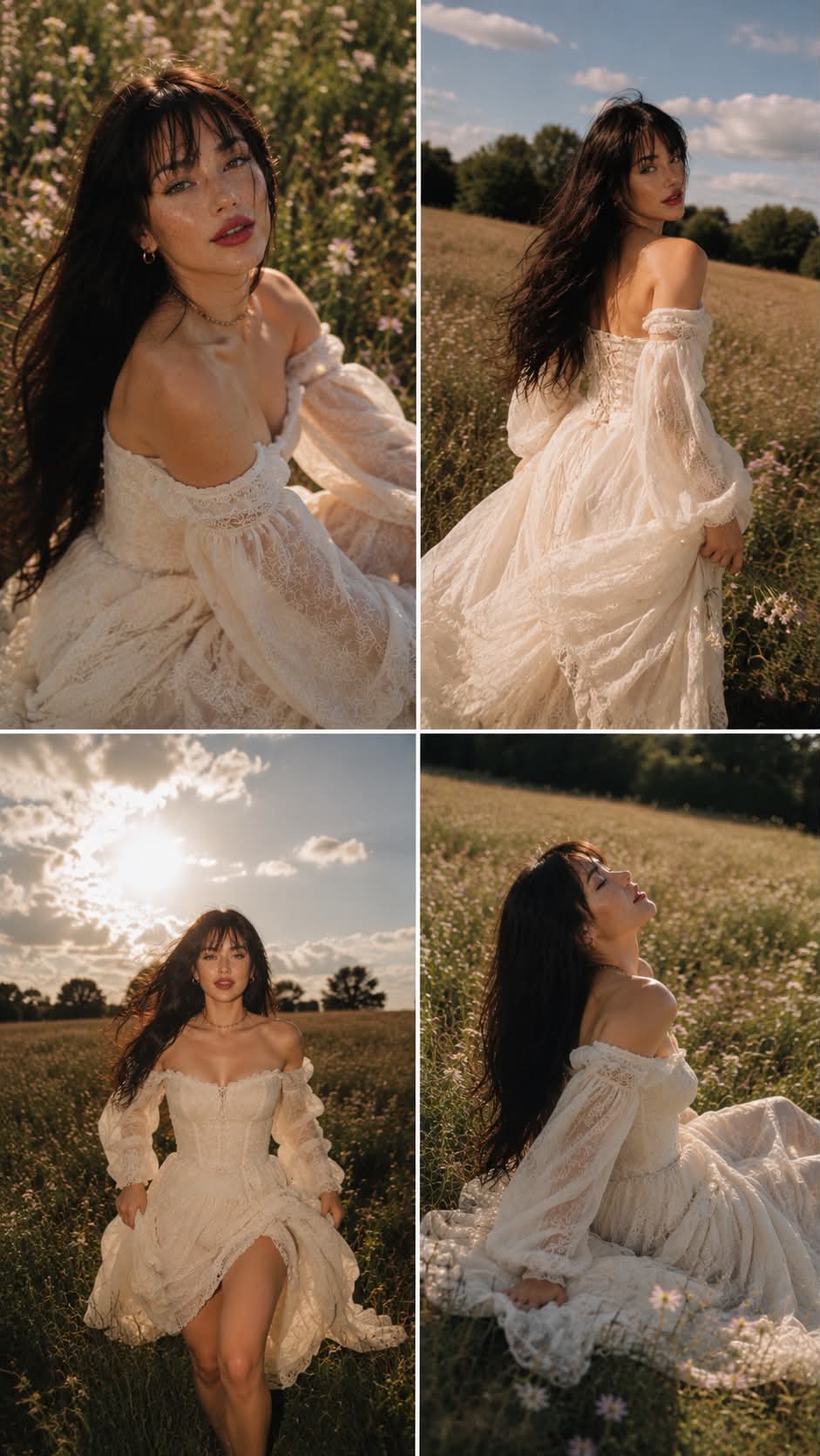 Cinematic Running Bride in a Flower Meadow output 3