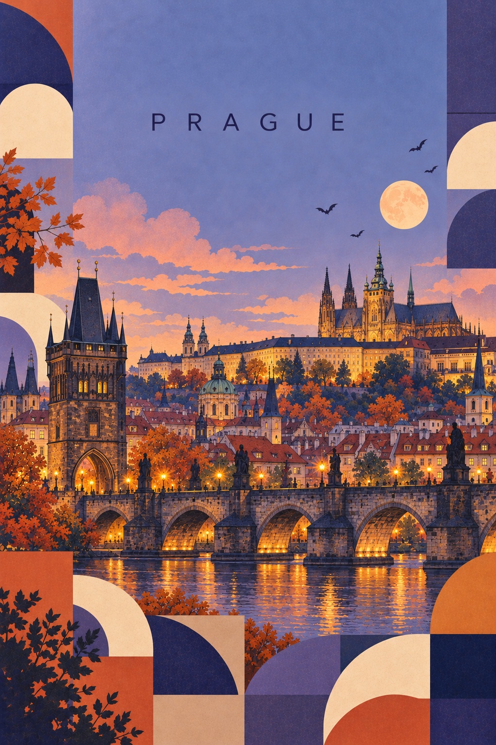 Halloween Geometric Travel Art Poster output 6