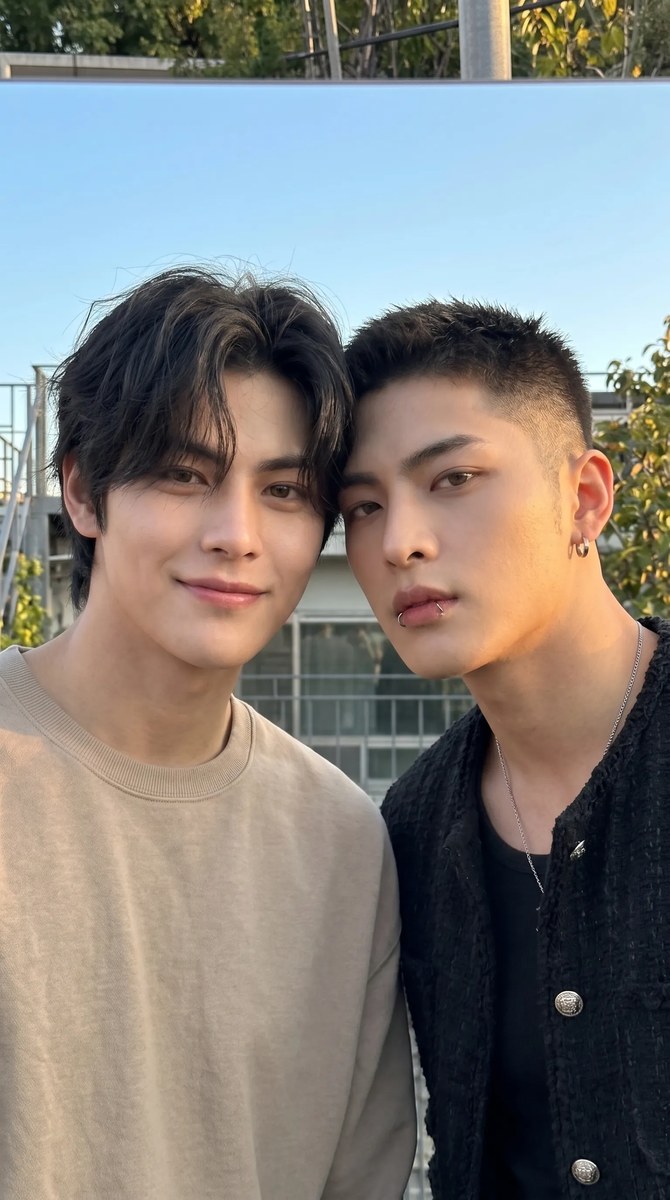 Golden-Hour Mirror Selfie of Two Young Men output 11