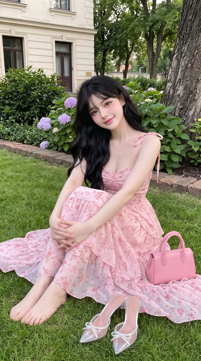Dreamy Garden Portrait in a Pastel Pink Dress output 2