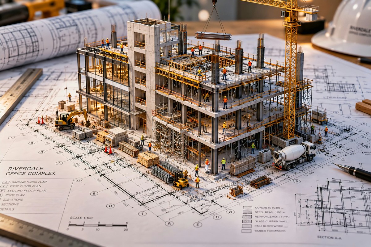 Architectural Blueprint to 3D Construction Diorama output 2