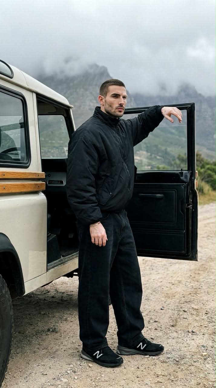 Overcast Mountain Portrait Beside a Jeep output 2