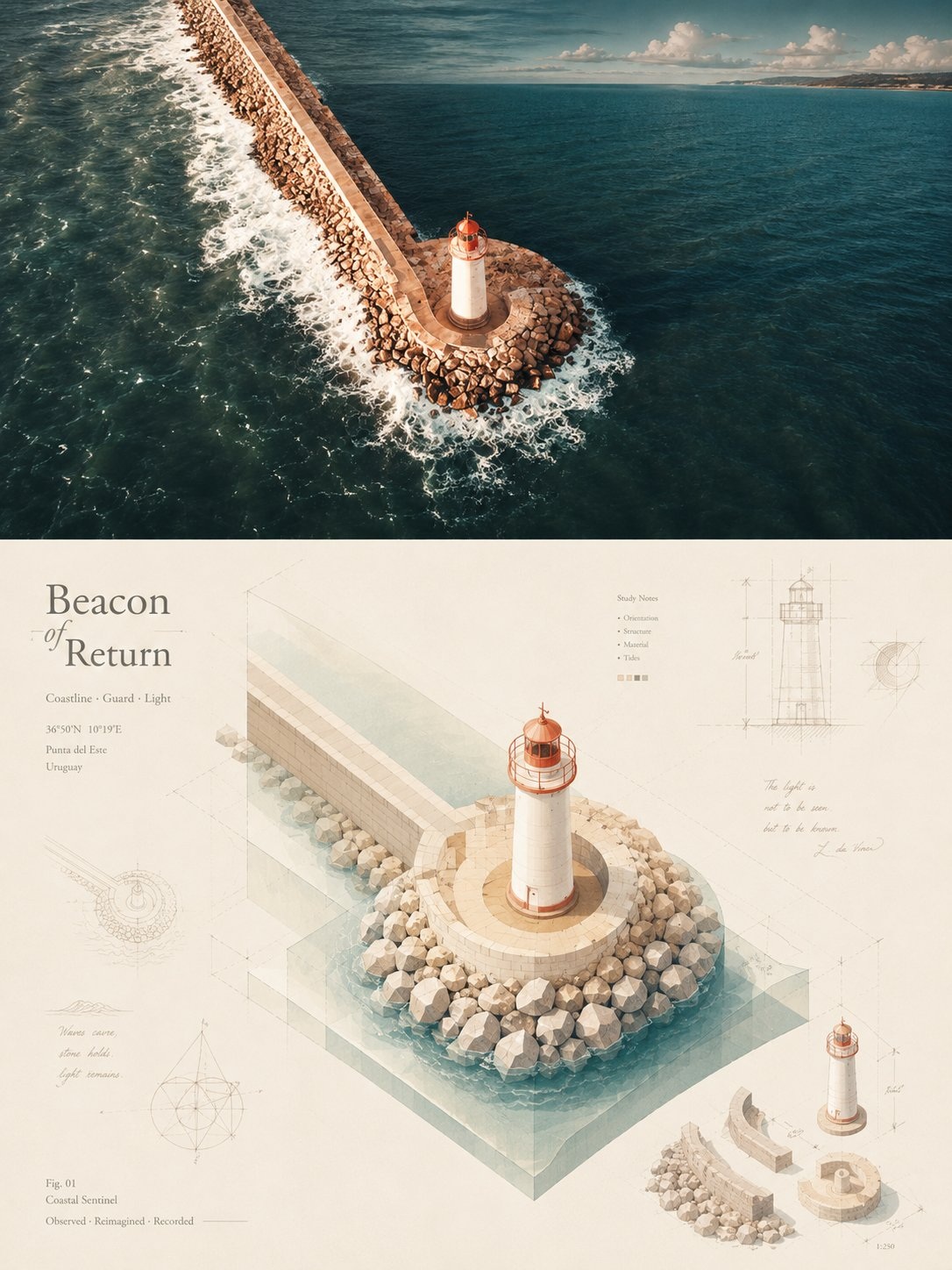 Photo and Isometric Study Poster with Da Vinci-Inspired Sketches output 4
