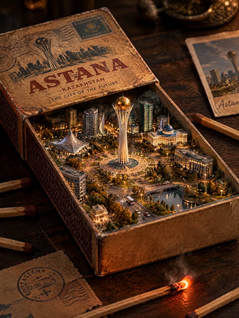 Surreal Miniature City in a Vintage Matchbox