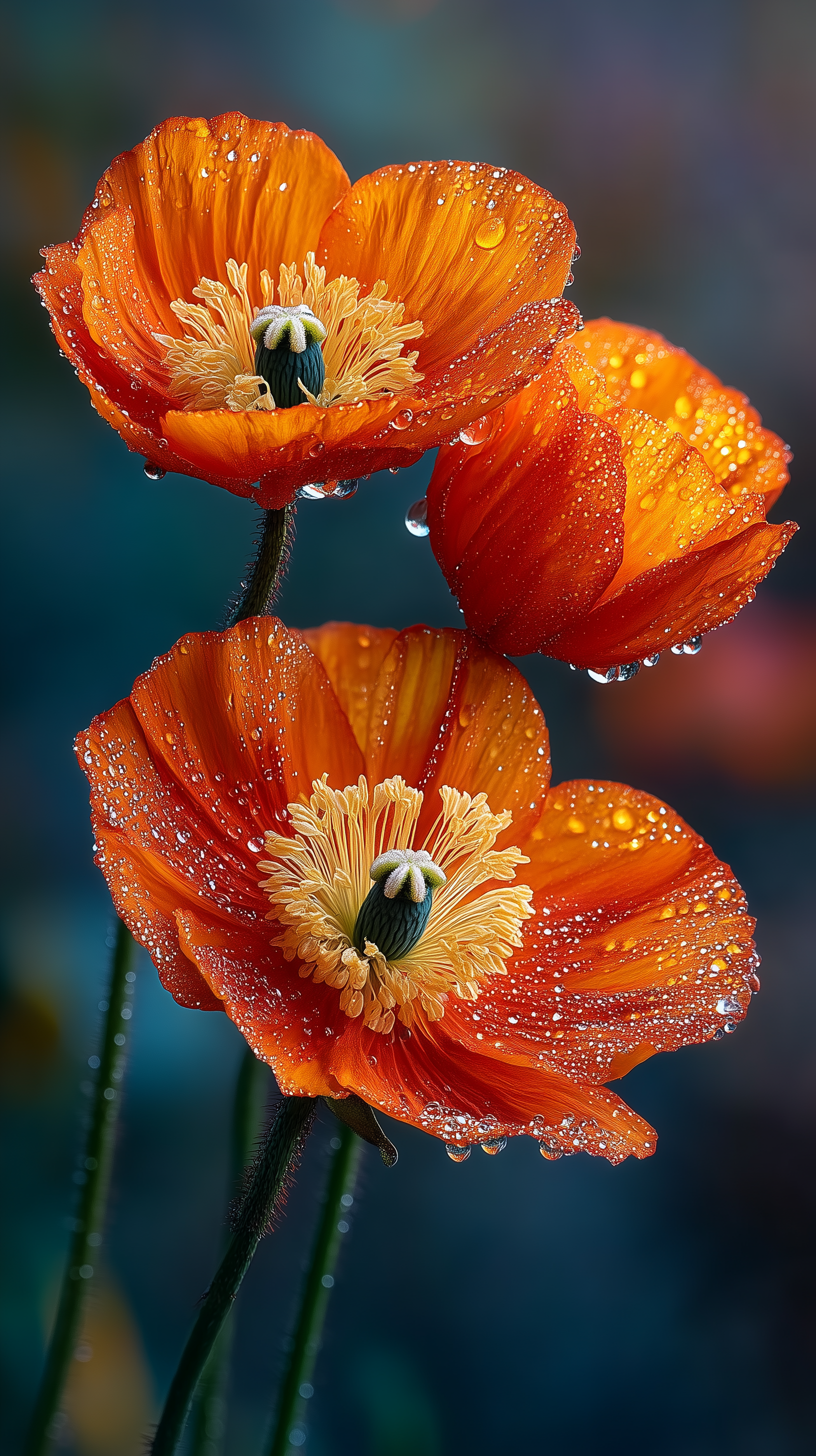 Wind-Swept Orange Poppies at Golden Hour