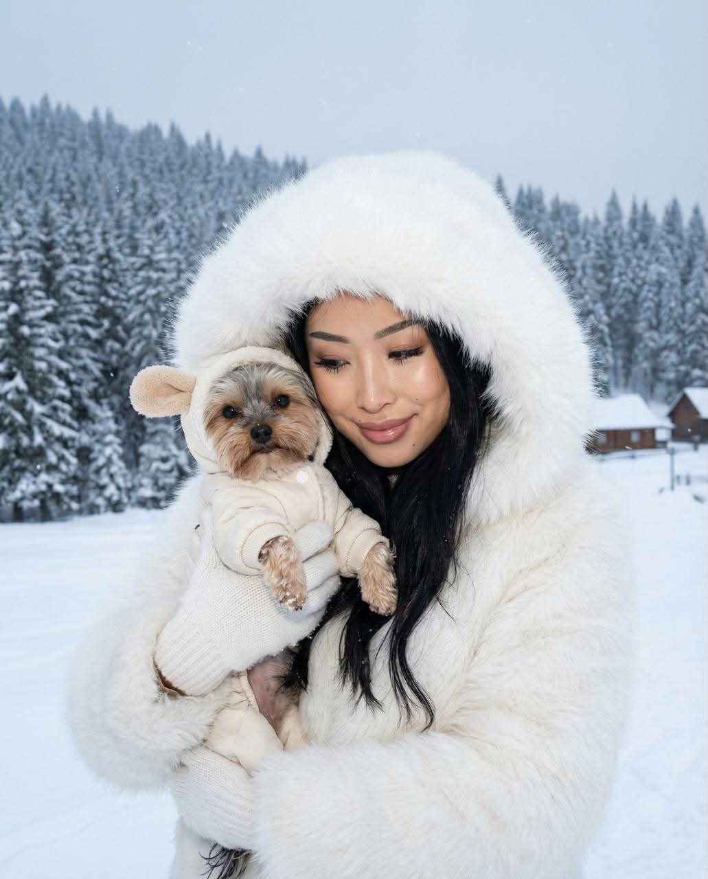 Luxury Winter Portrait with a Woman and Her Dog output 2