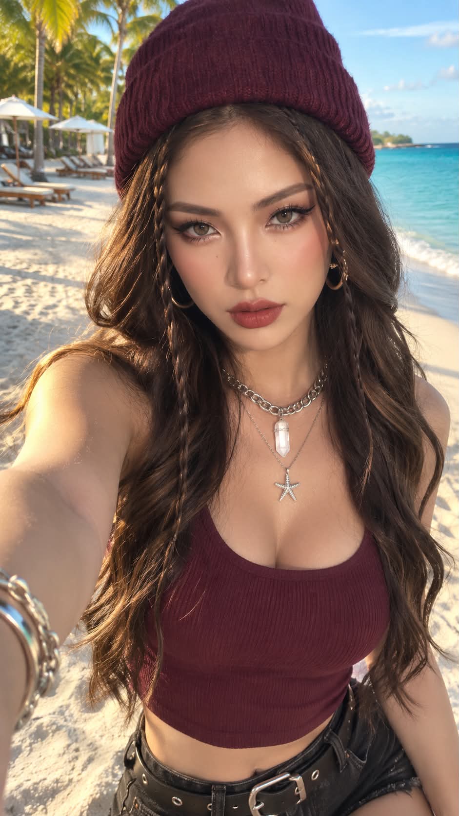 Confident Tropical Beach Selfie output 2