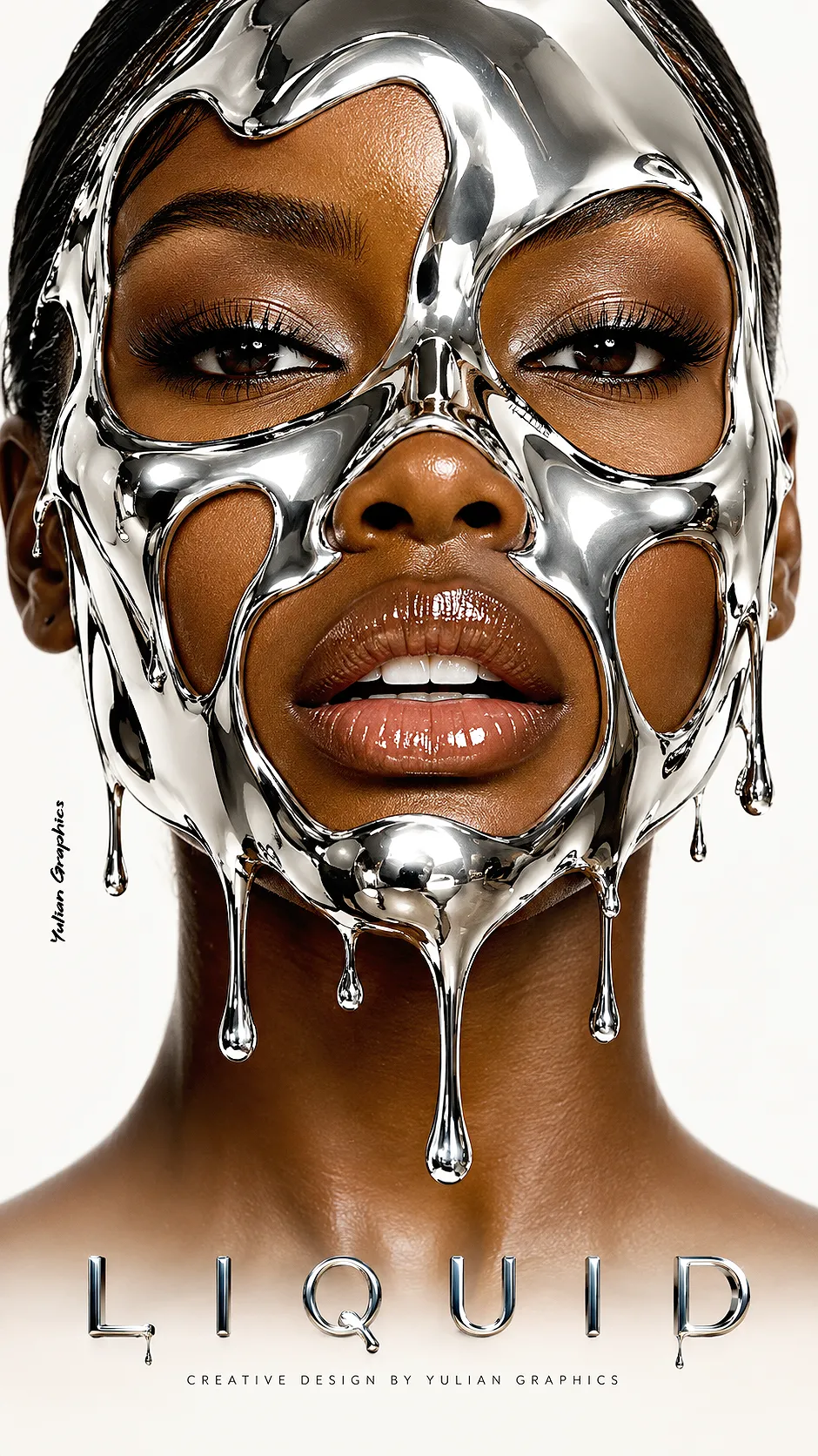 Liquid Chrome Beauty Editorial Portrait output 1