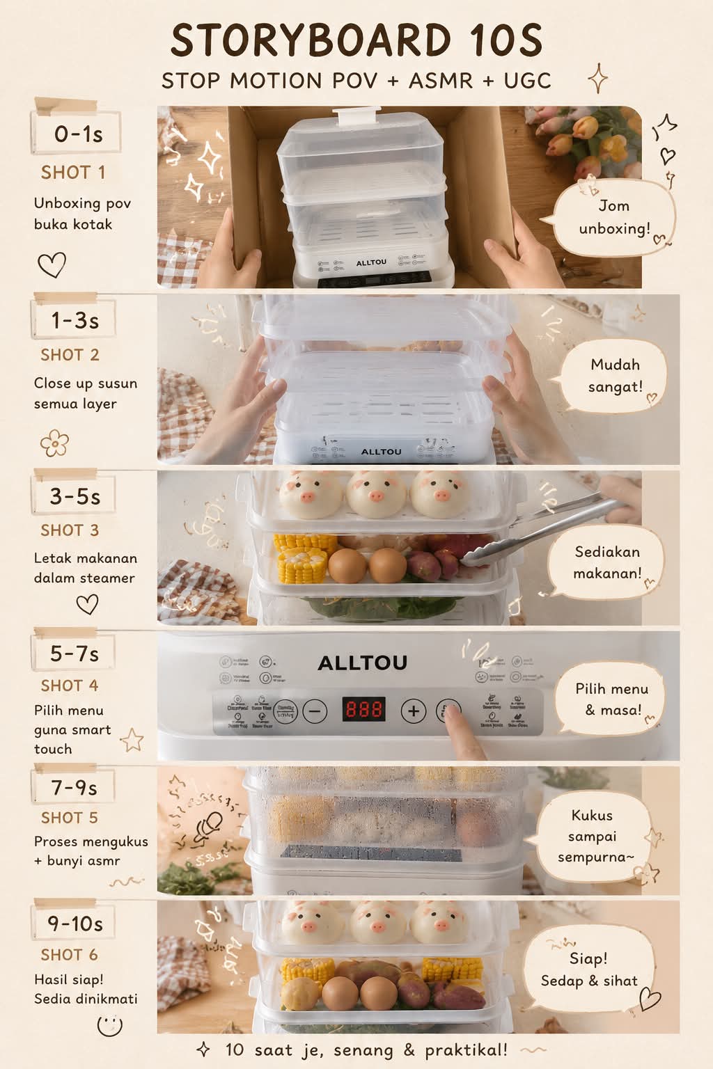 Create a 10-Second Stop-Motion Product Storyboard and Video Prompt output 4