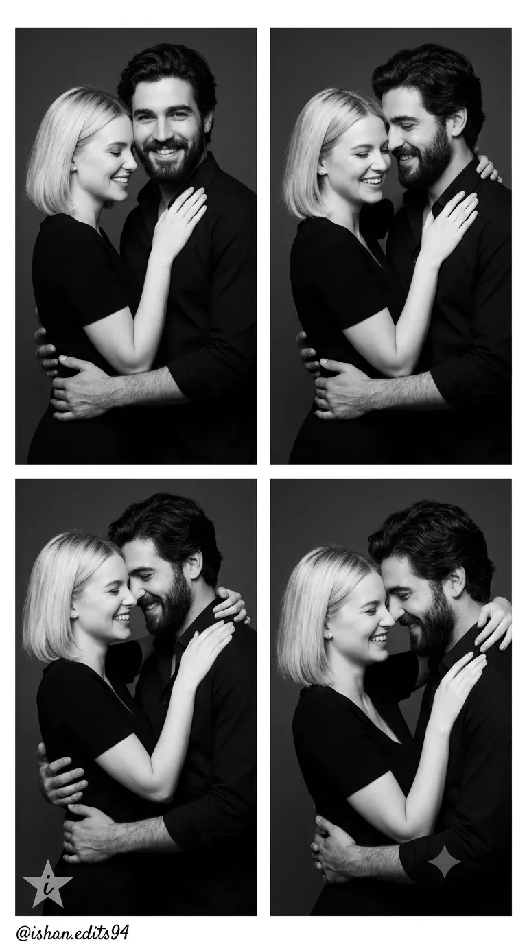 Black-and-White Romantic Couple Photo Grid output 1