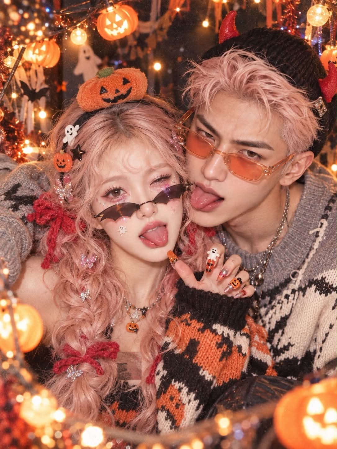 Playful Y2K Halloween Couple Portrait output 1