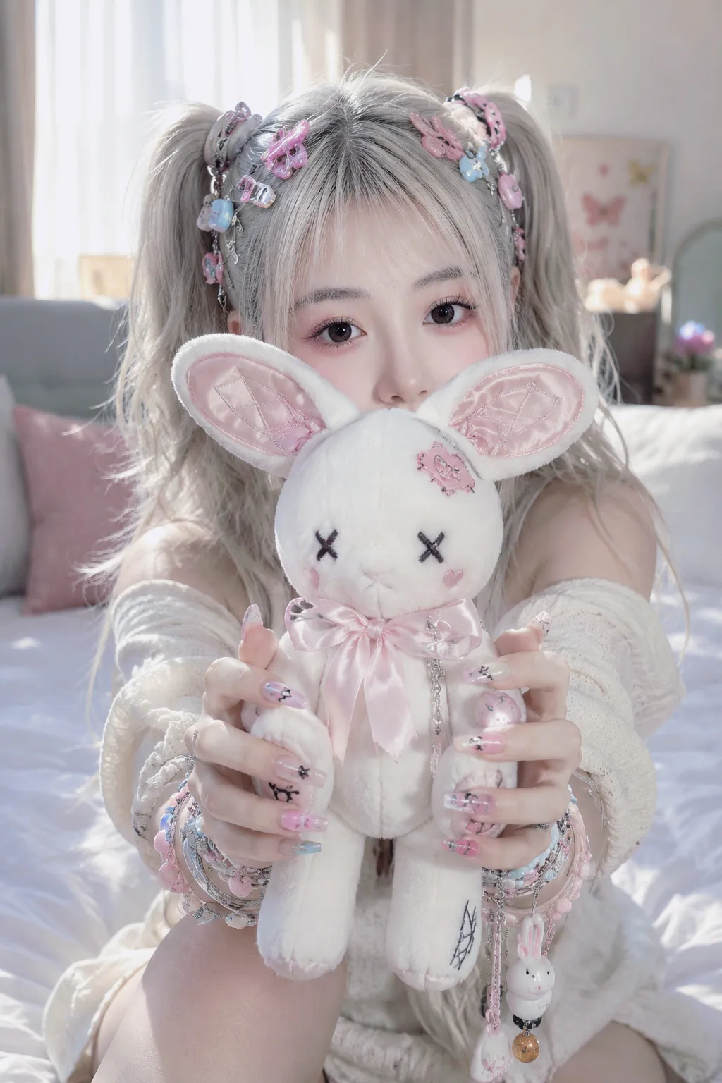 Porcelain Bunny Noir: Eyes Behind the Stitched Smile output 1