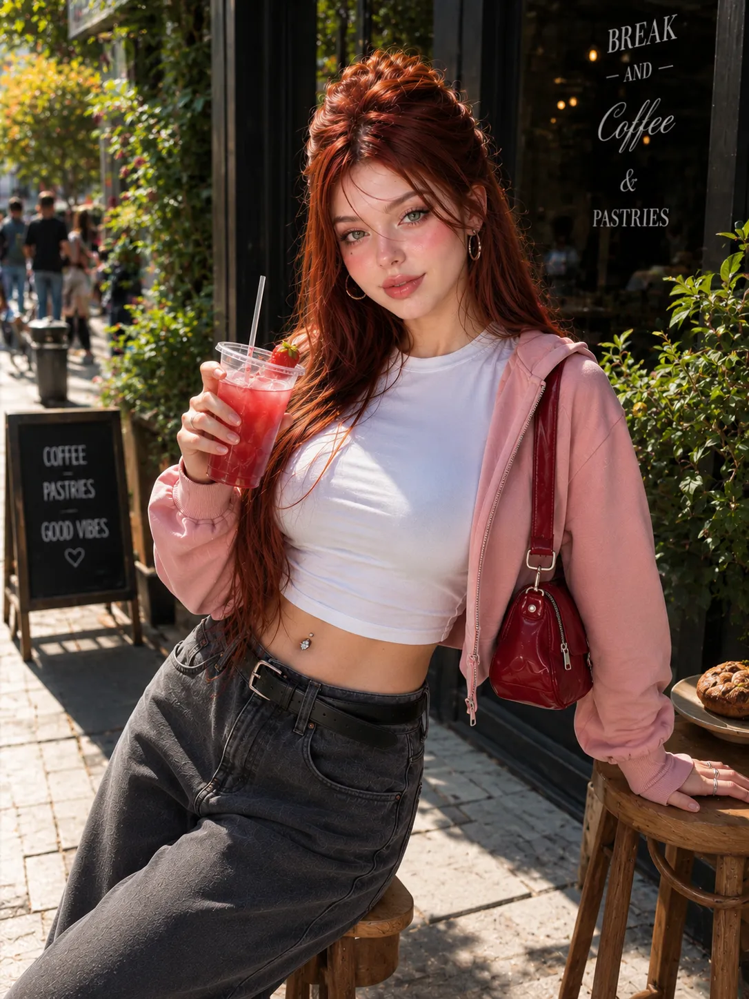 Photorealistic Gen Z Café Street-Style Portrait output 2