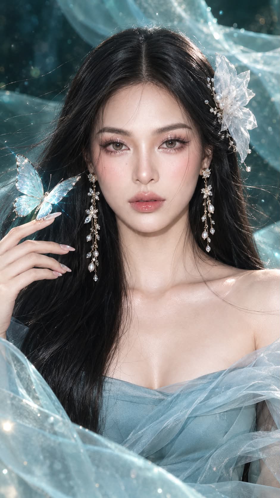 Aqua-Blue Butterfly Korean Beauty Editorial output 5