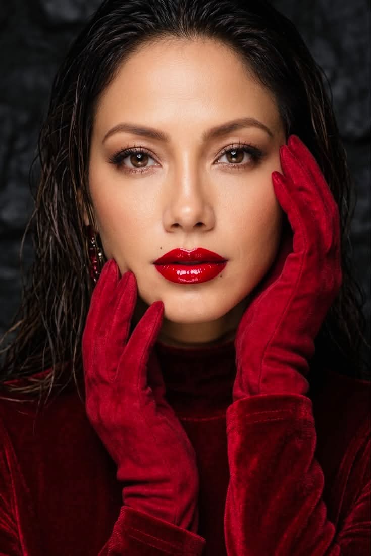 Dramatic Crimson Beauty Studio Portrait output 1