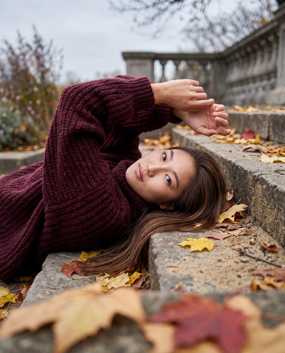 Autumn Fashion Portrait on Stone Steps output 2