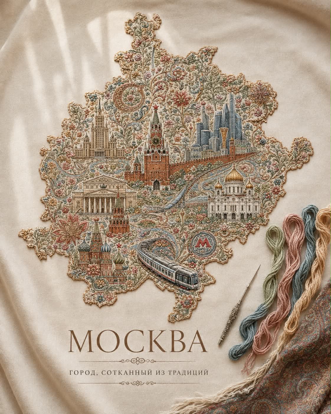 Kashmiri Embroidered City Travel Poster