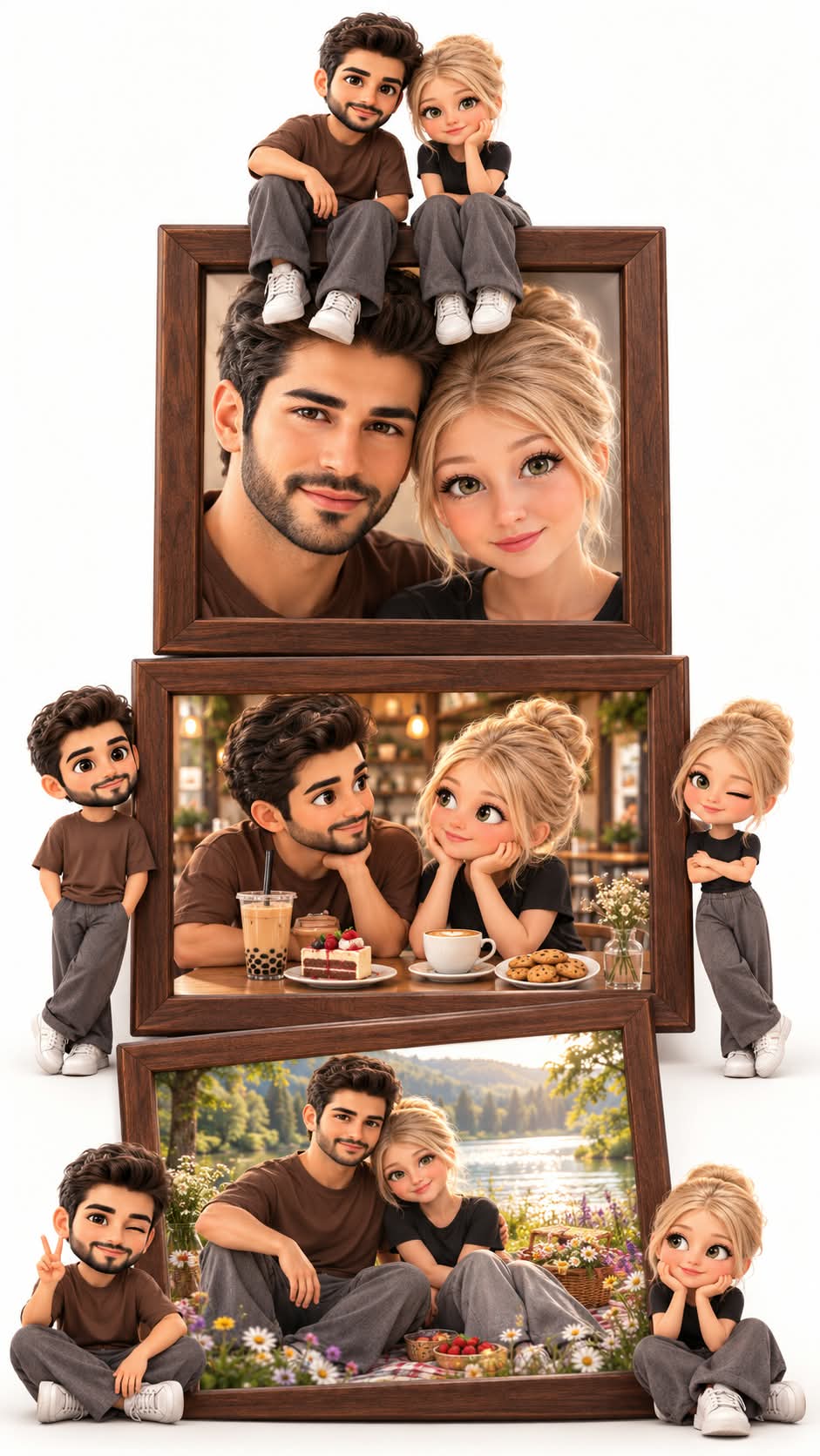 Romantic 3D Couple Memory Collage output 1