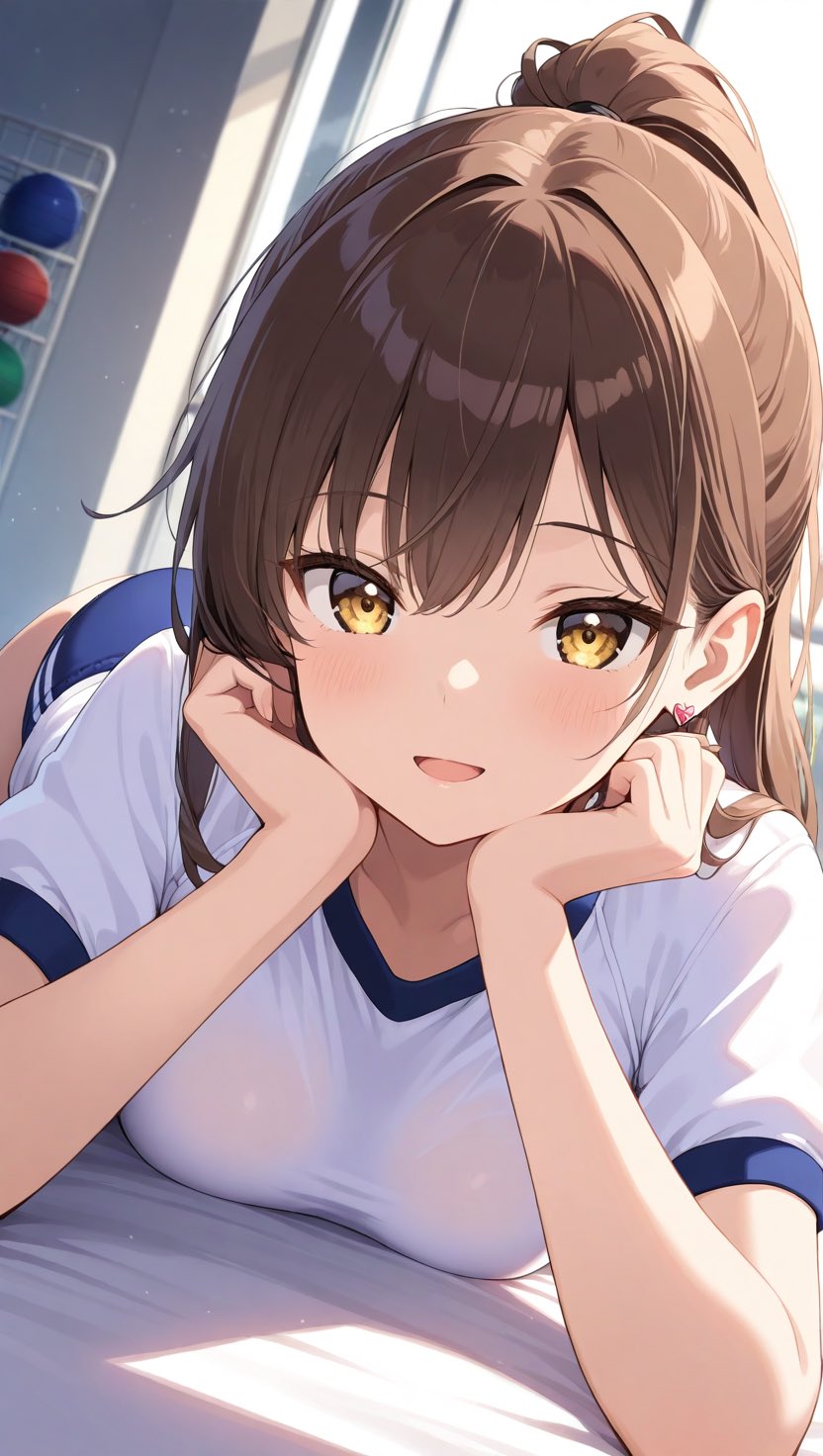 Cute Anime Basketball Player in a Gym Locker Room