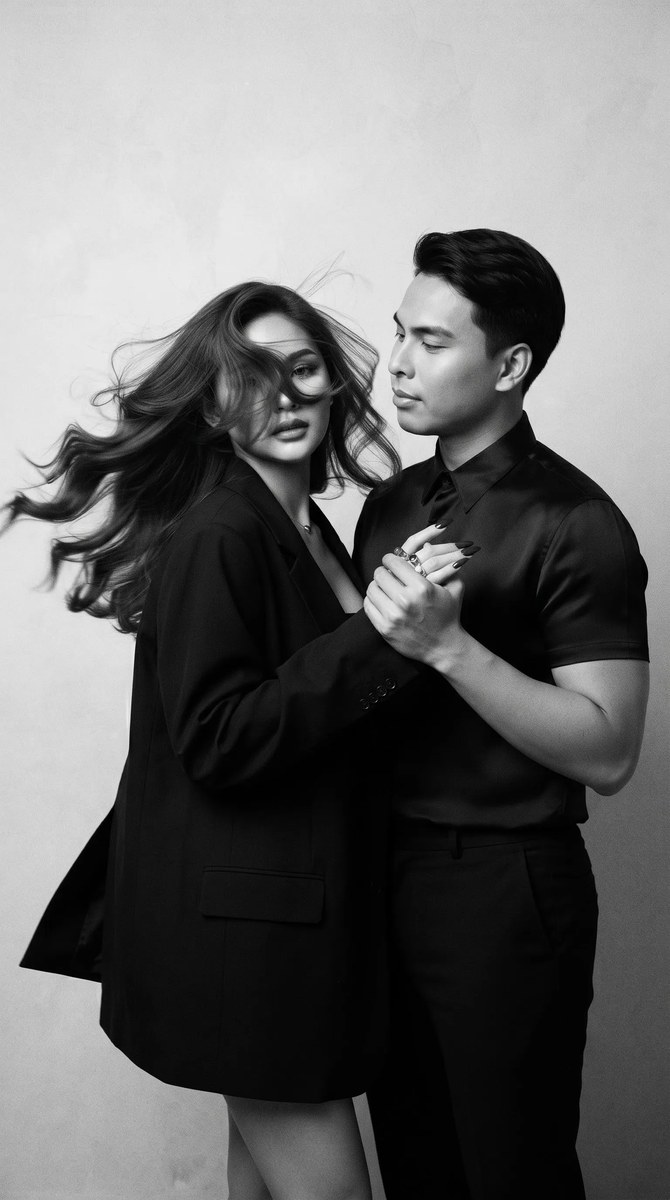 Dark Romantic Black-and-White Couple Editorial Portrait output 8