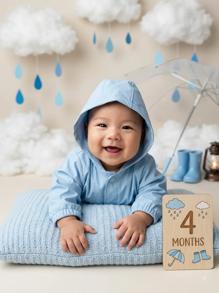 Cozy Rainy-Day Baby Milestone Portrait output 4