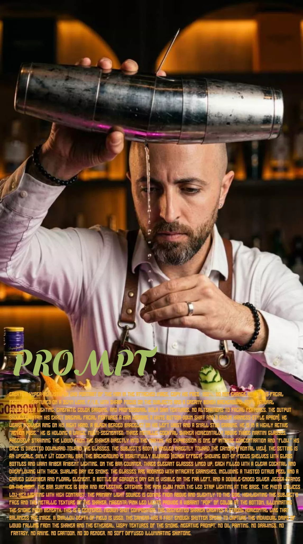 Identity-Preserved Cocktail Bartender Action Portrait output 2
