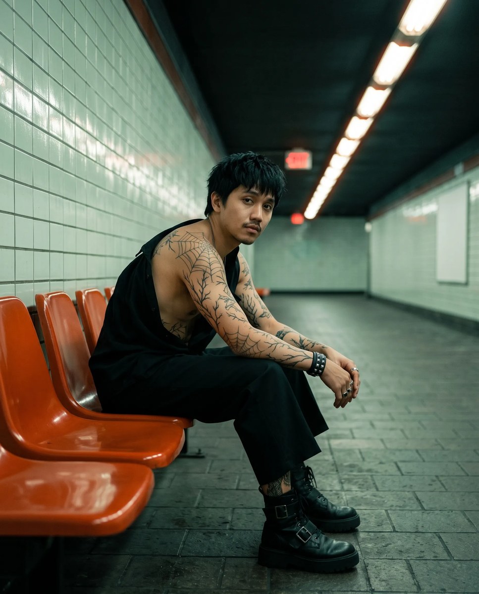 Grunge Rocker in an Underground Subway output 3