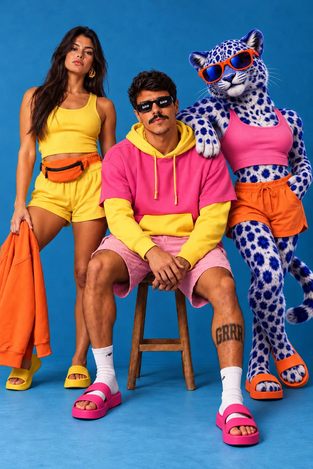 Three-Model Color-Block Streetwear Campaign
