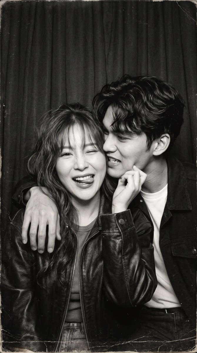 Vintage Black-and-White Couple Photobooth Portrait output 6