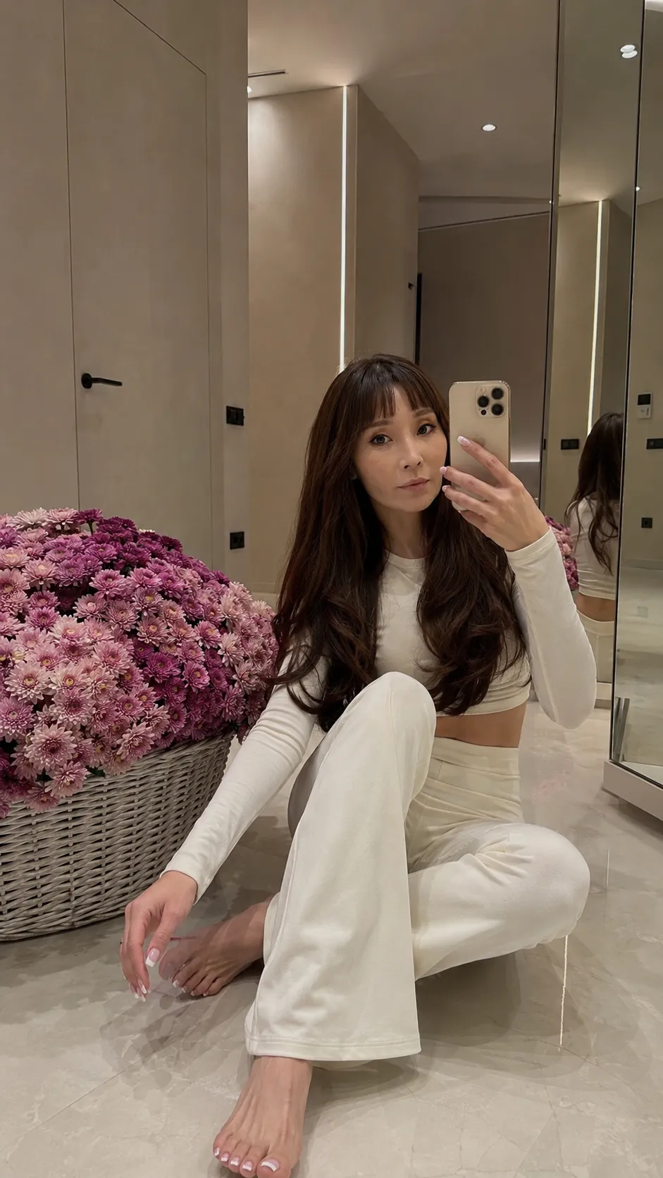Photorealistic Home Selfie with an Oversized Flower Basket