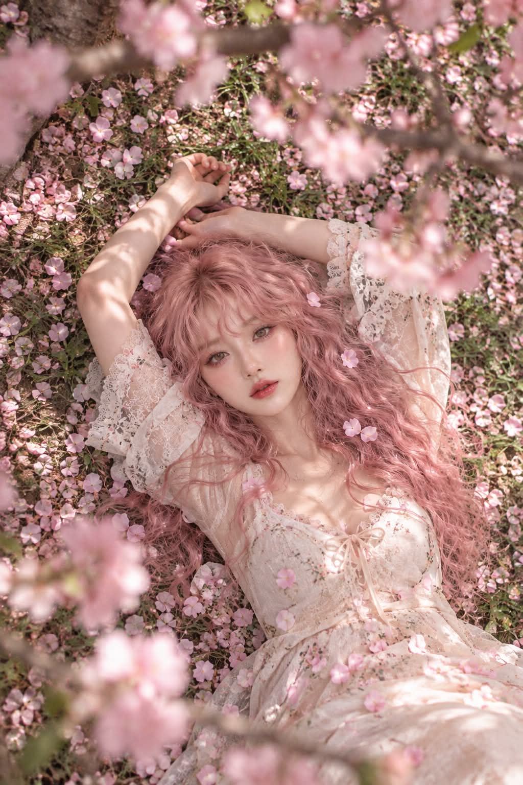 Candid Portrait Among Cherry Blossom Petals output 1