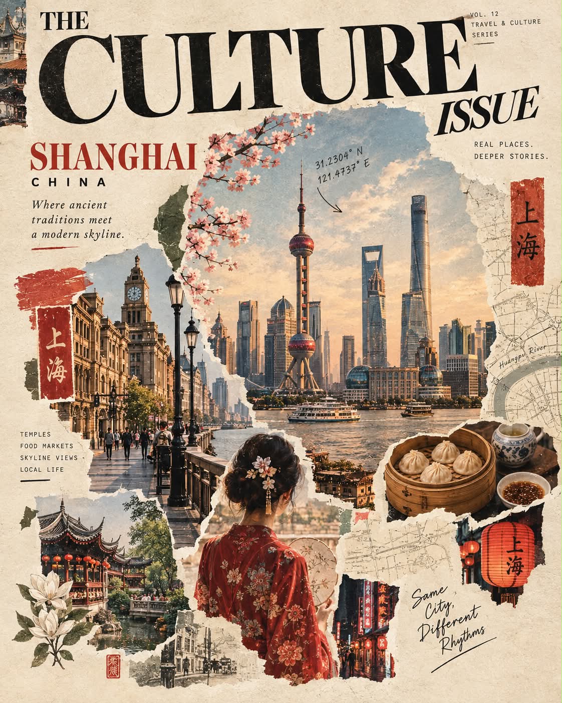 Vintage Scrapbook Travel Magazine Cover