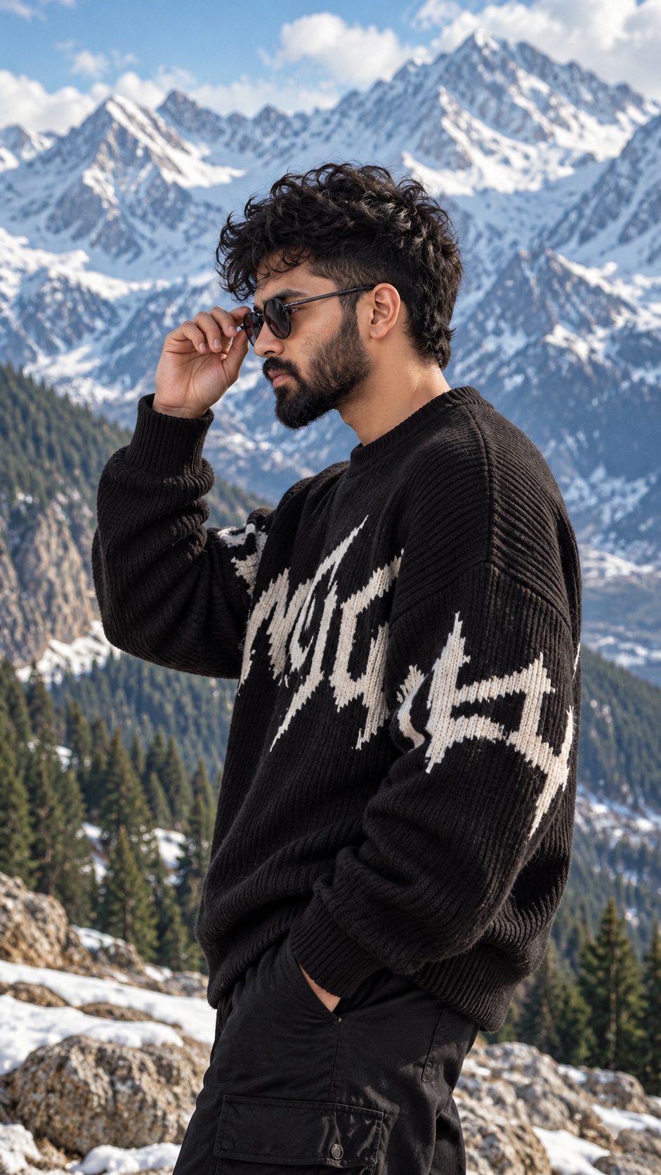 Snowy Mountain Fashion Portrait