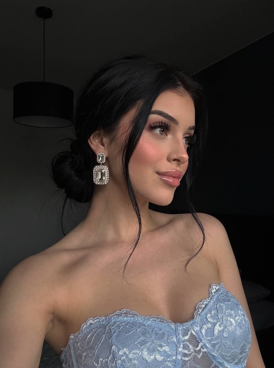 Selfie-Style Portrait with Blue Lace Top