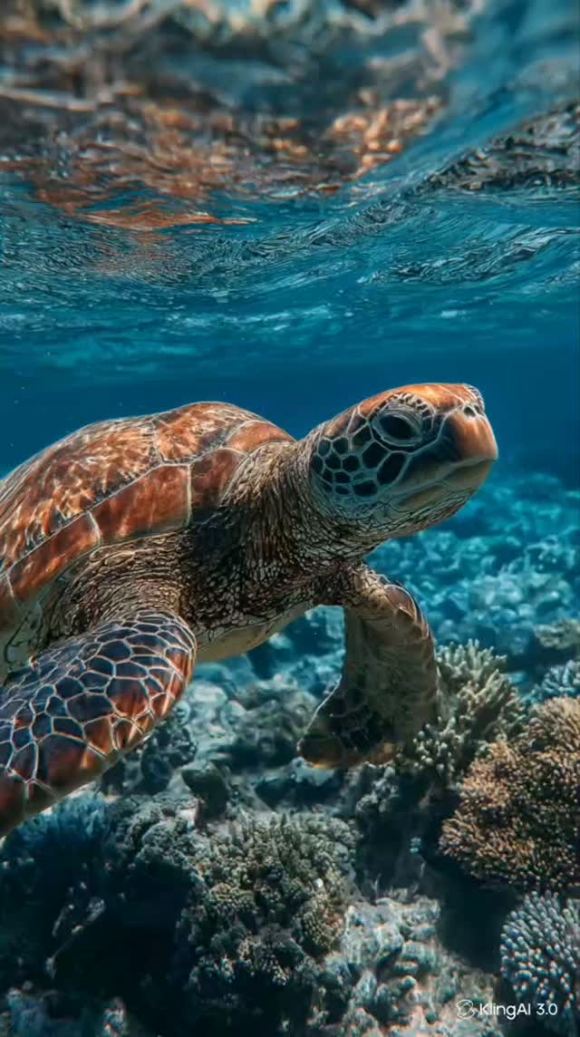 Relaxing Underwater Sea Turtle POV