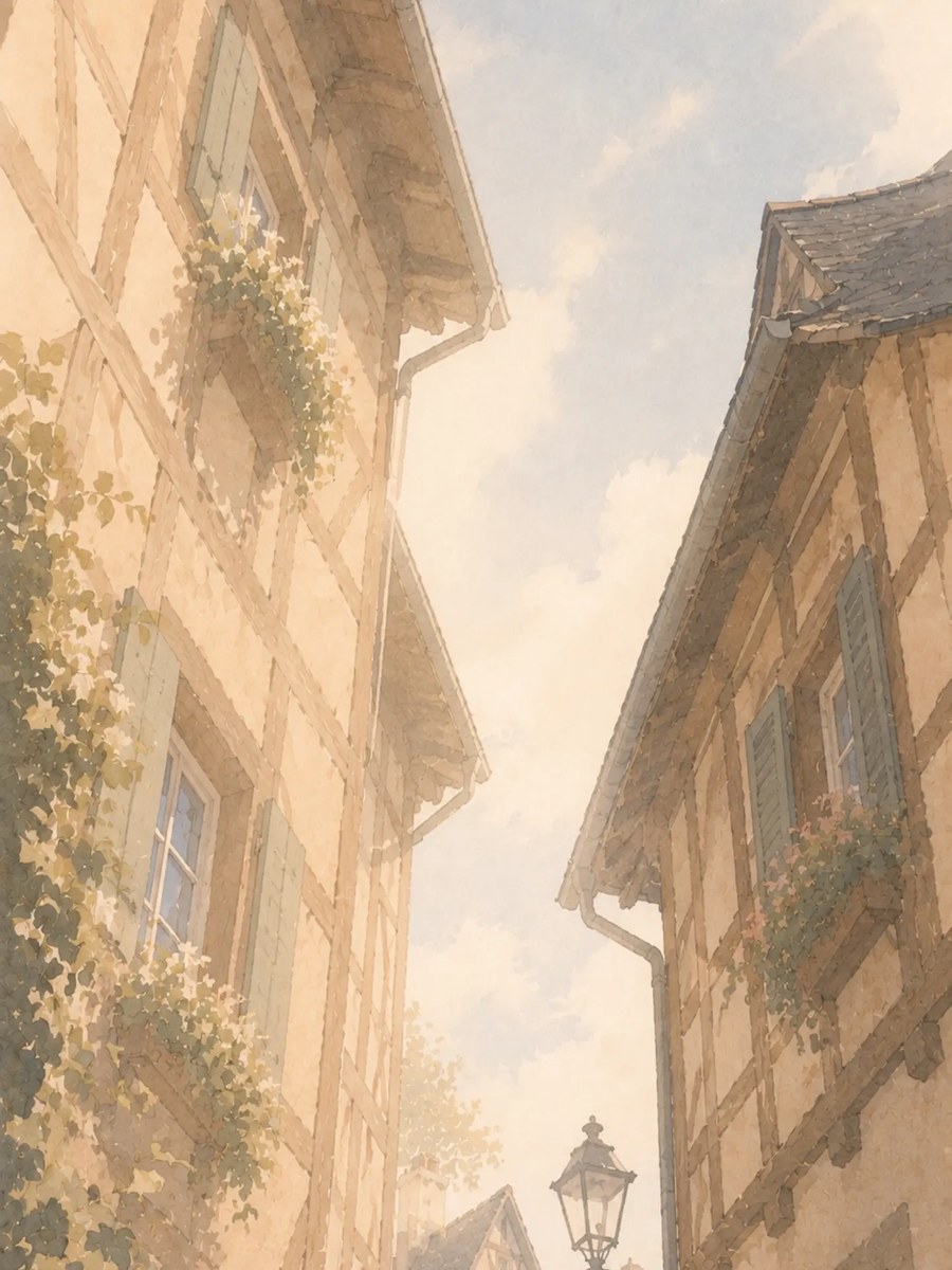 Misty Alsace Watercolor Landscape output 4