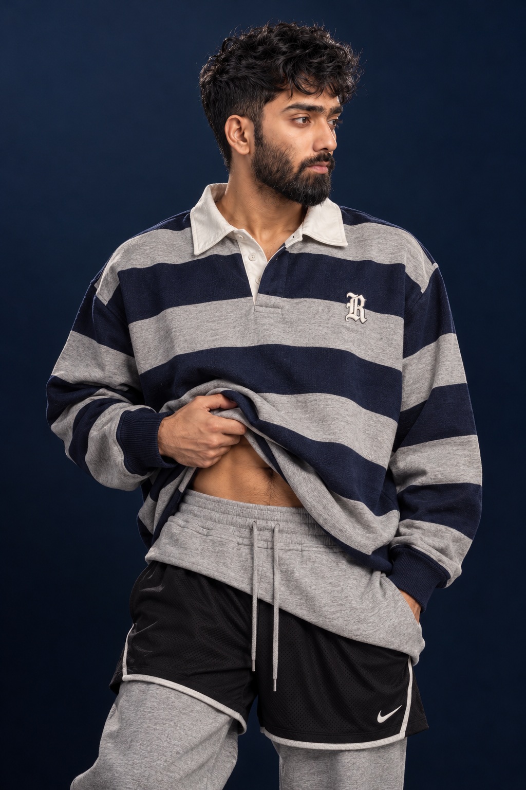 Striped Rugby Polo Studio Portrait