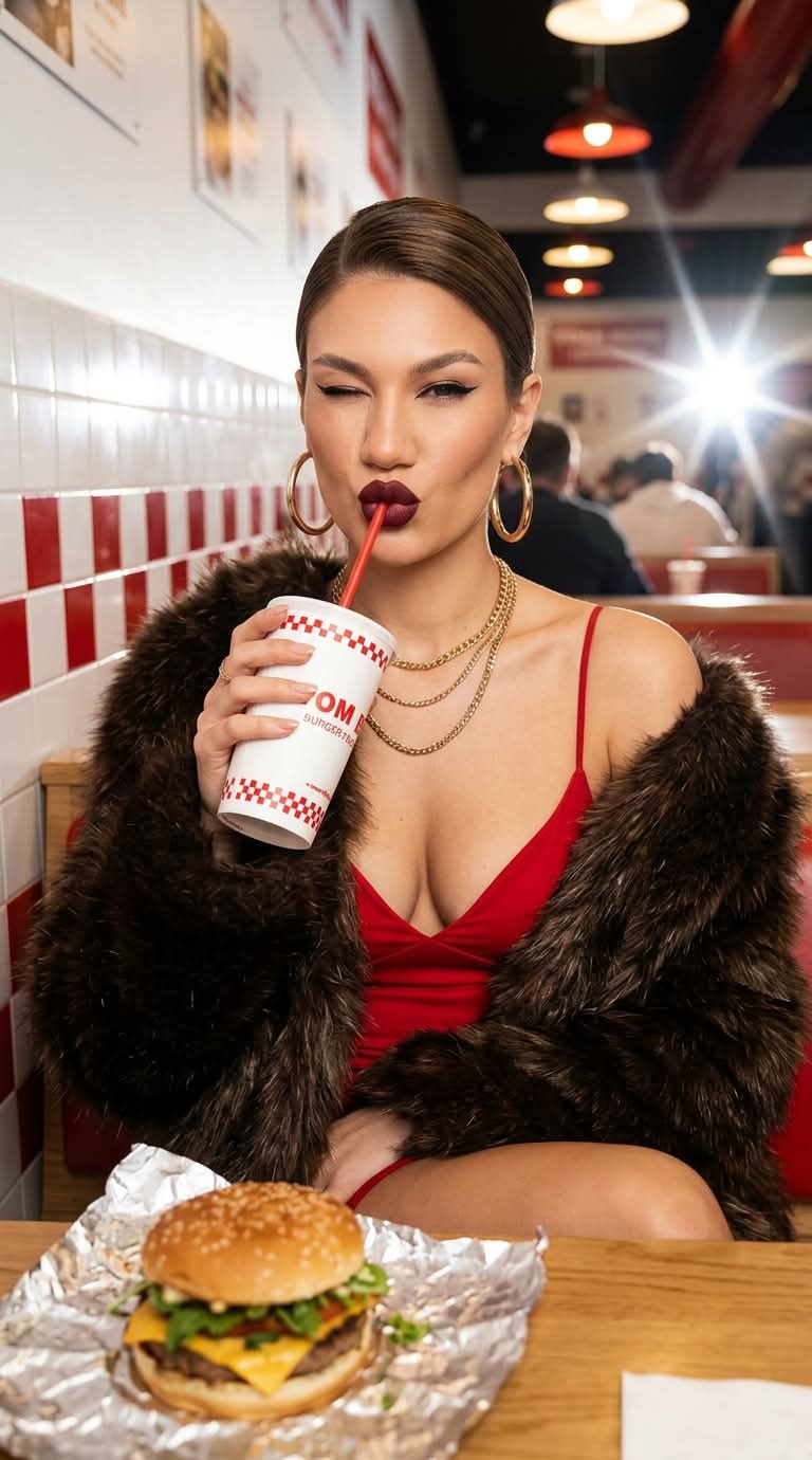 Glossy Fashion Editorial in a Classic Diner output 2
