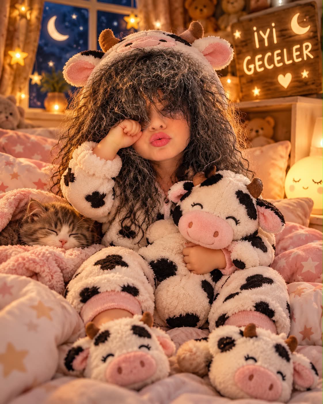 Miniature Child Bedtime Portrait with Playful Pajamas output 5