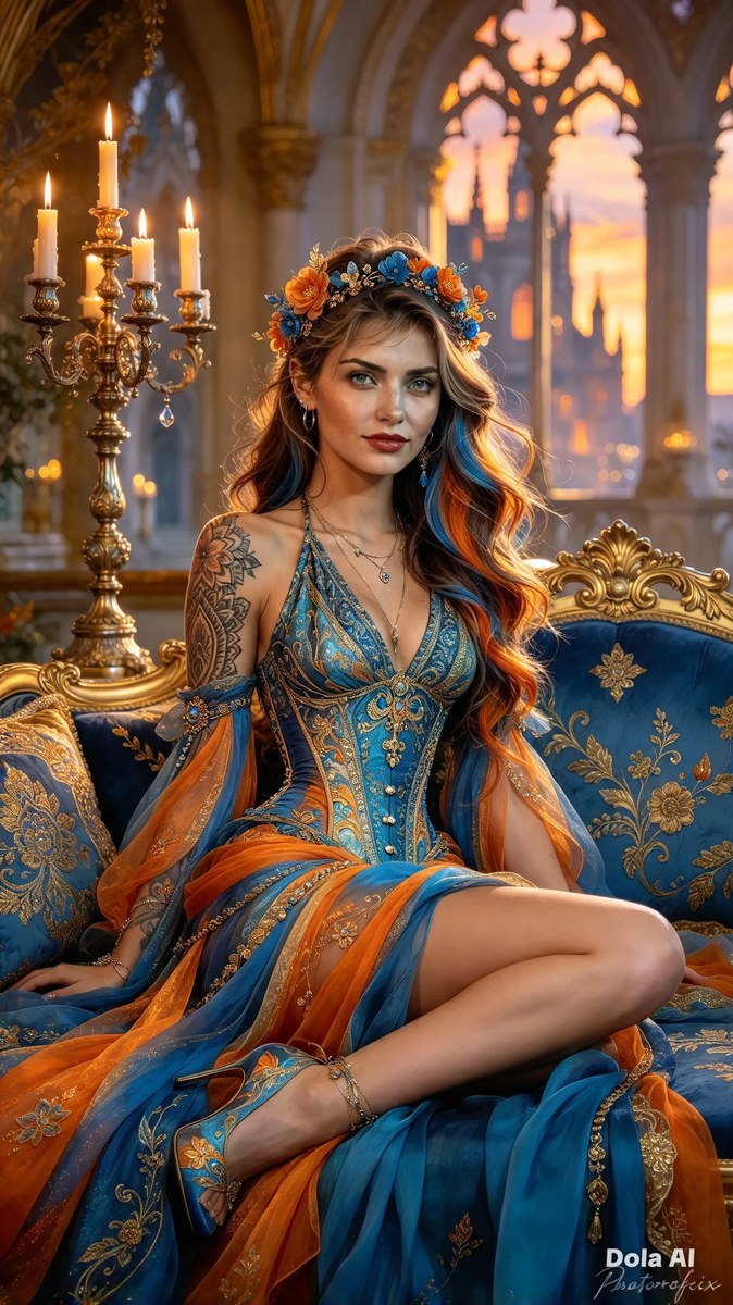 Fantasy Portrait on a Gothic Palace Throne