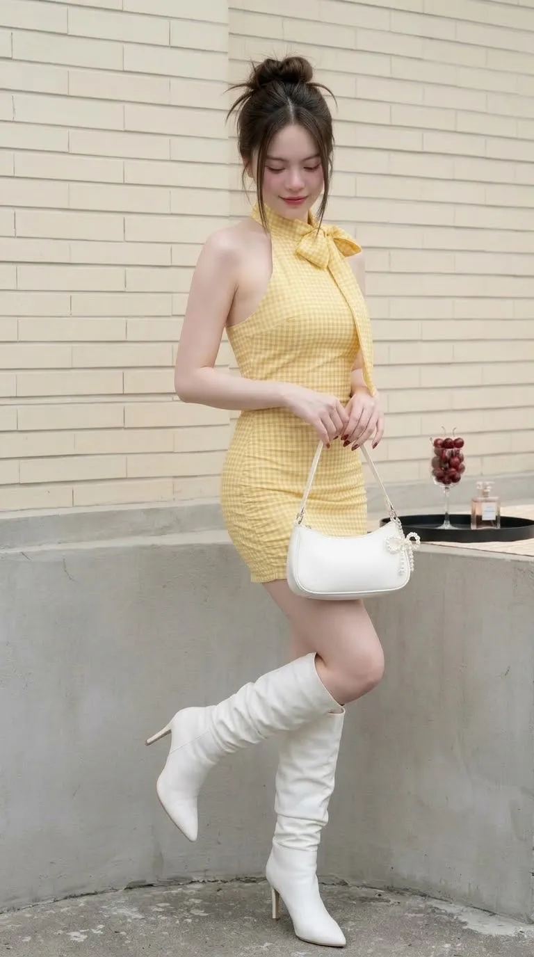 Yellow Gingham Coquette Fashion Portrait output 2