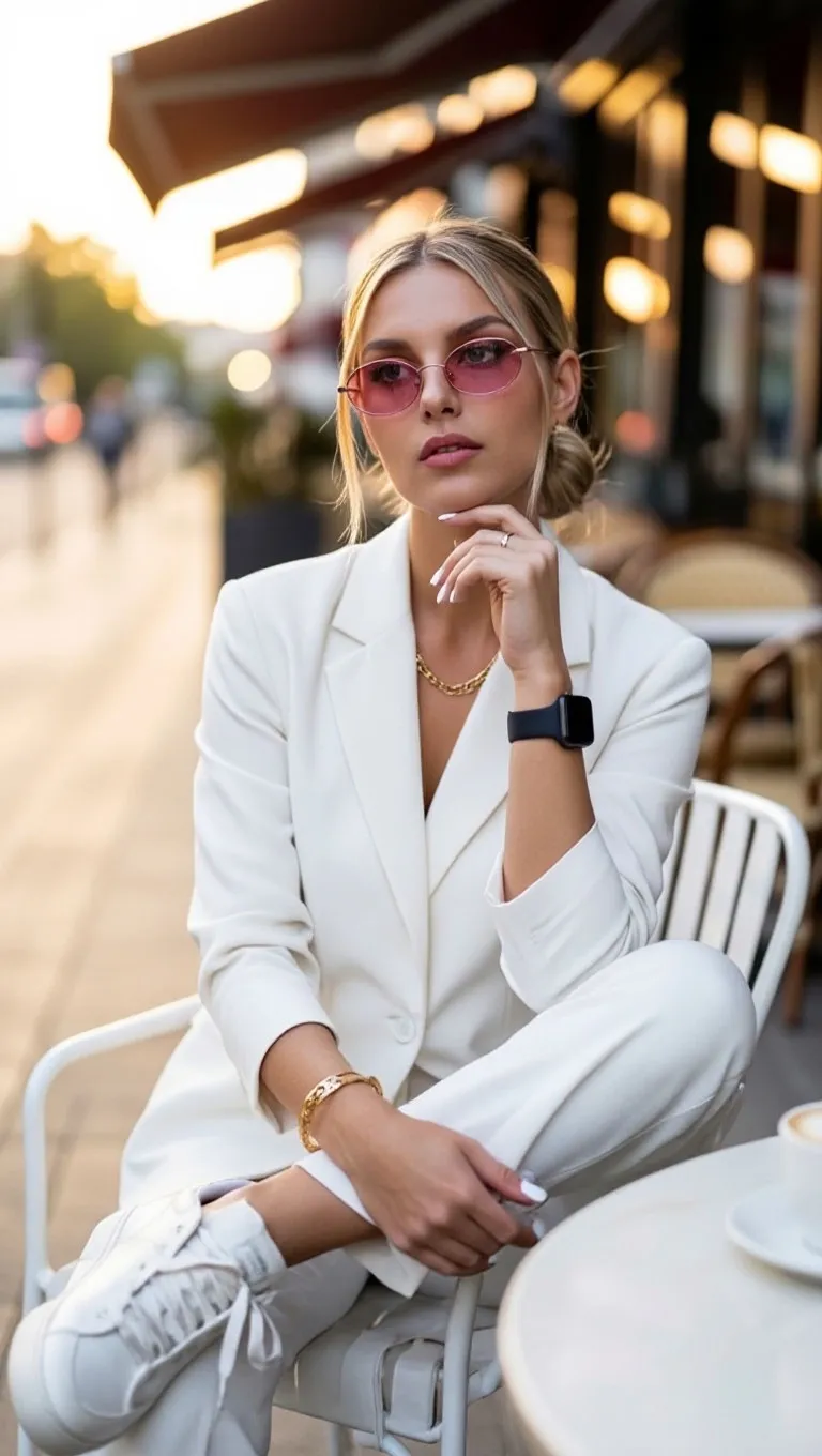 All-White Café Terrace Fashion Portrait output 2