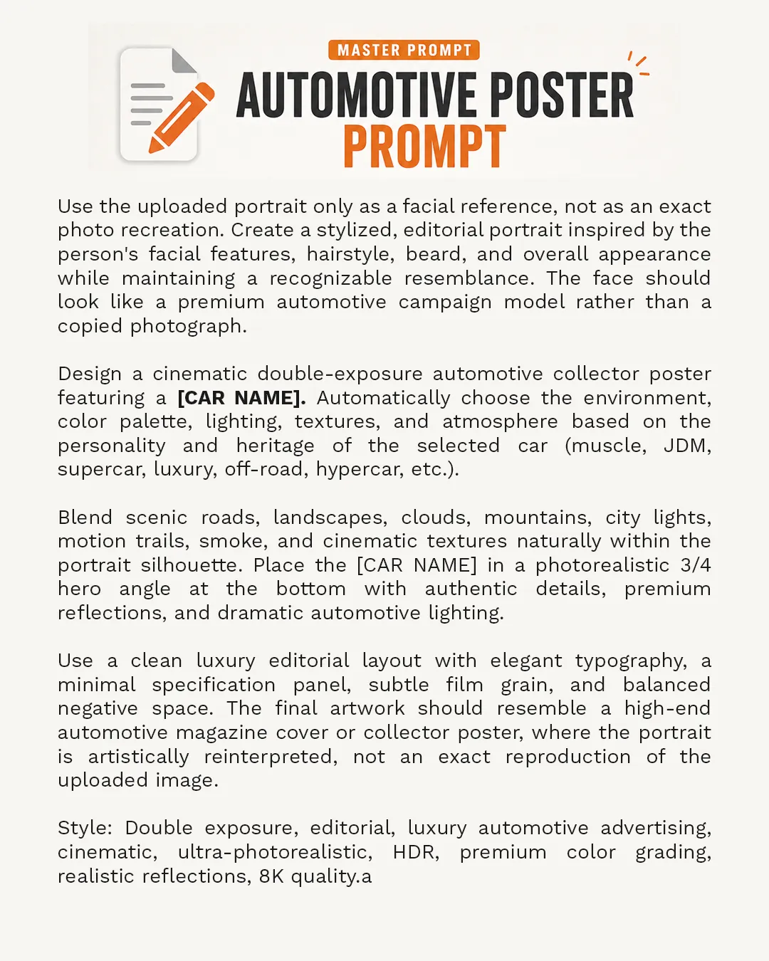 Double-Exposure Automotive Portrait Poster output 6