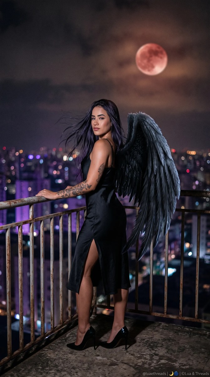 Dark Angel on a Rooftop Beneath a Blood Moon output 2
