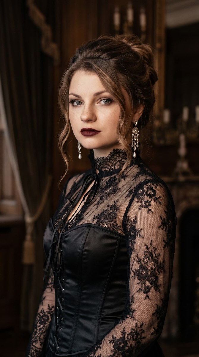 Gothic-Chic High-Fashion Portrait