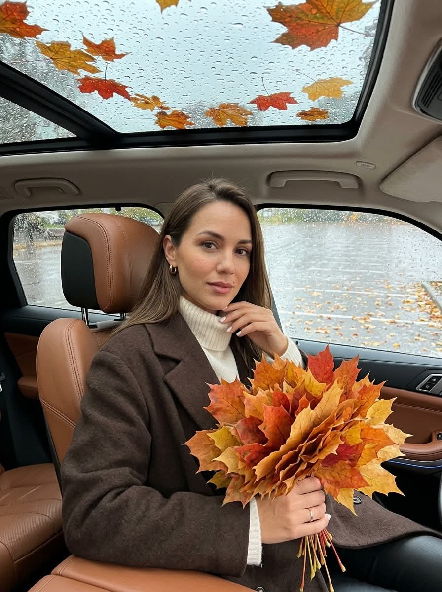 Photorealistic Autumn Portrait in a Luxury SUV