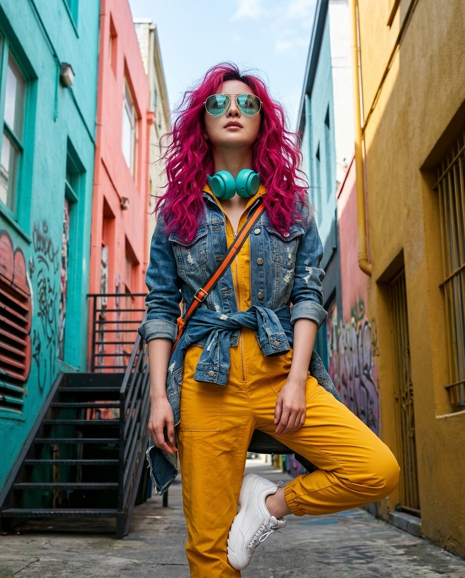 Neon Rebel: Photorealistic Streetwear Editorial