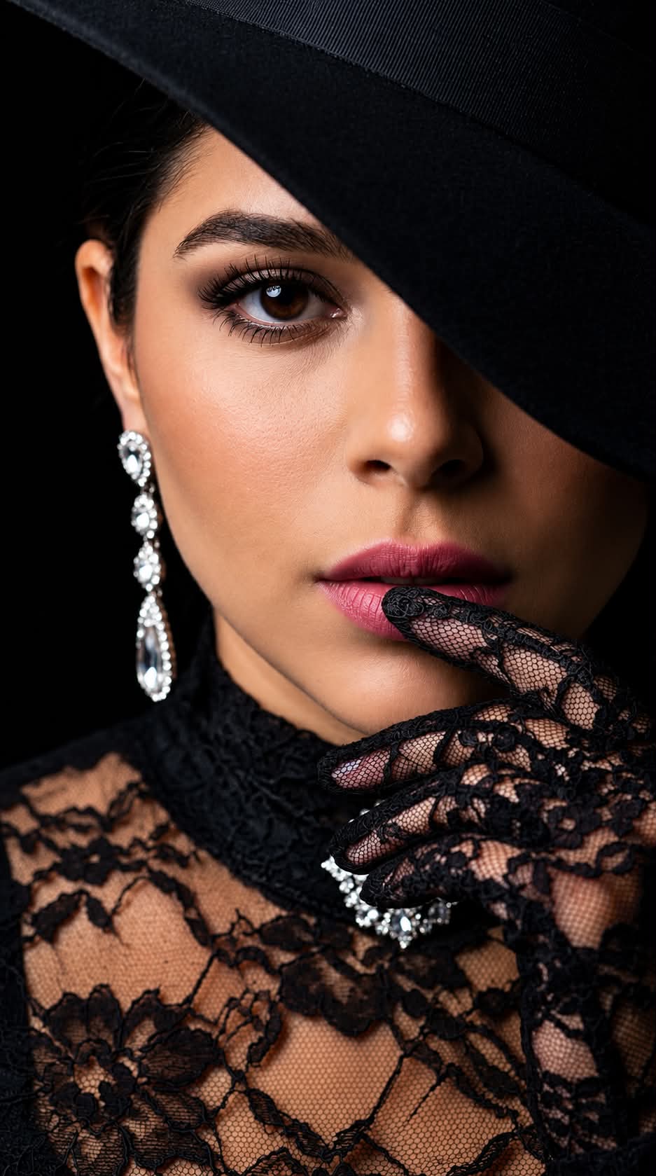 Mysterious Black Lace Haute Couture Close-Up