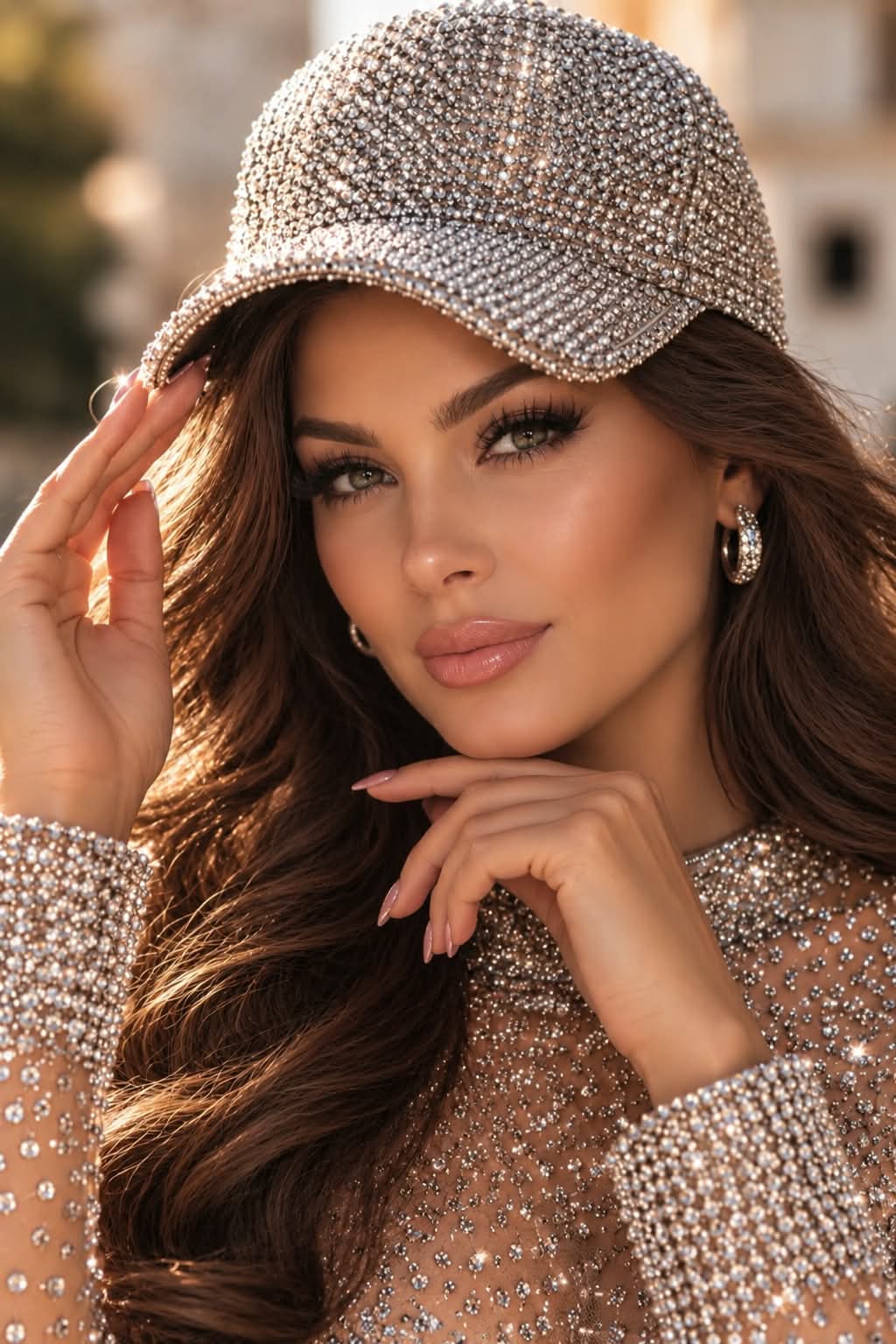 Crystal-Encrusted Luxury Fashion Portrait output 1
