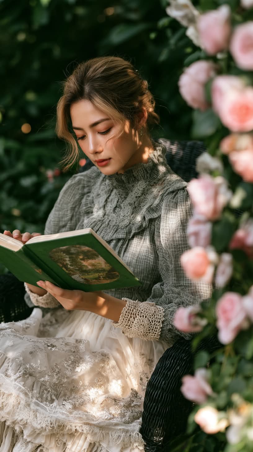 Edwardian Cottagecore Garden Reading Portrait output 4